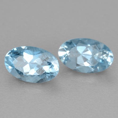 Gemas de Aguamarina Azul claro natural de 0.51 ct, Corte Óvalo, VS-SI