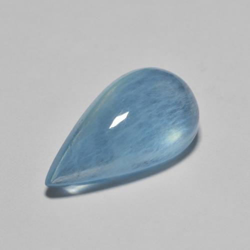 Aguamarina azul natural de 5,79 ct, en forma de pera, transparente