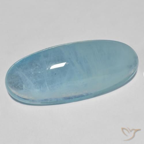 Aguamarina Verde azulado claro natural de 31.34 ct, Ovalada, Transparente