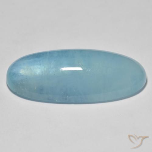 Aguamarina Verde azulado claro natural de 31.34 ct, Ovalada, Transparente