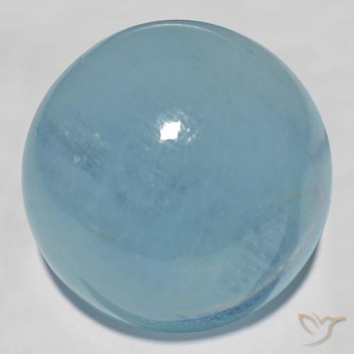 Aguamarina Verde azulado claro natural de 31.66 ct, Redondo, Transparente