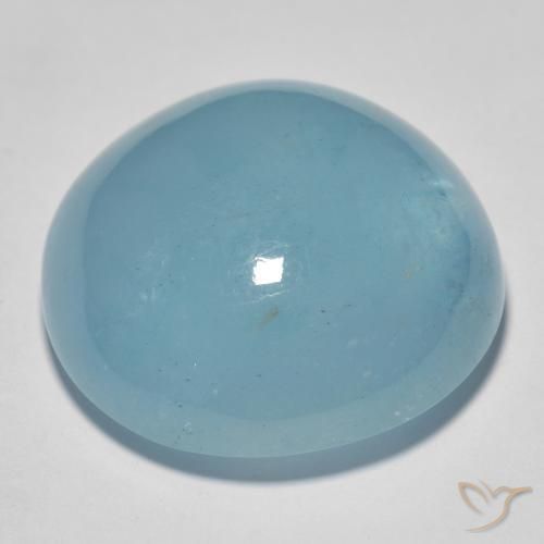Aguamarina Verde azulado claro natural de 31.66 ct, Redondo, Transparente