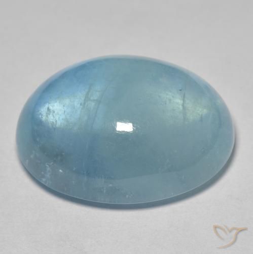 Aguamarina Verde azulado claro natural de 31.95 ct, Ovalada, Transparente