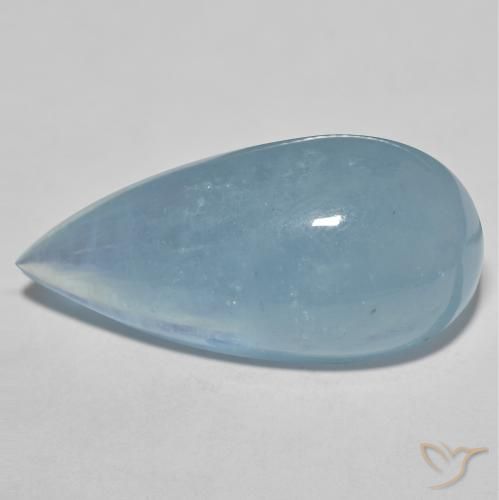 Aguamarina Azul muy claro natural de 34.90 ct, En forma de pera, Translúcido