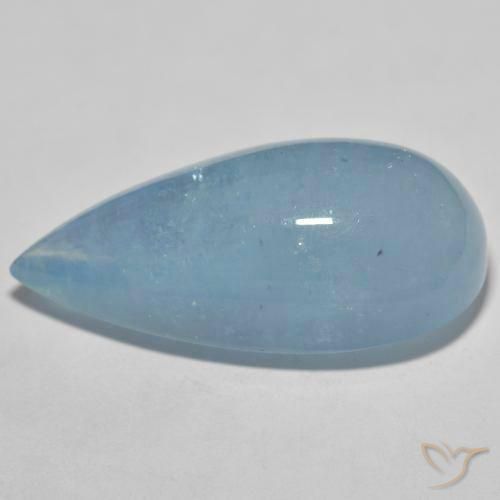 Aguamarina Azul muy claro natural de 34.90 ct, En forma de pera, Translúcido