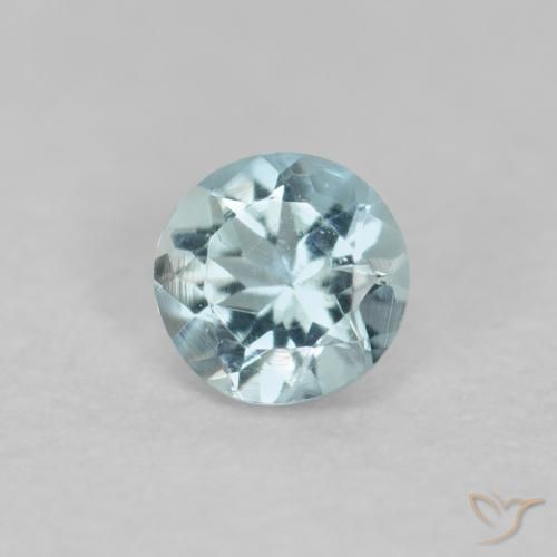 Aguamarina Verde-azul claro natural de 0.17 ct, Redondo, VS