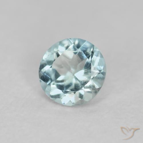 Aguamarina Verde-azul claro natural de 0.22 ct, Redondo, VS