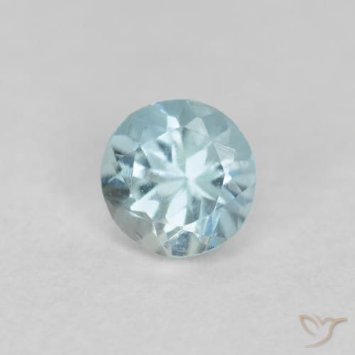 Aguamarina Verde-azul claro natural de 0.23 ct, Redondo, VS