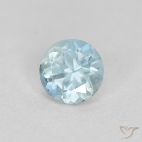 Aguamarina Verde-azul claro natural de 0.28 ct, Redondo, VS