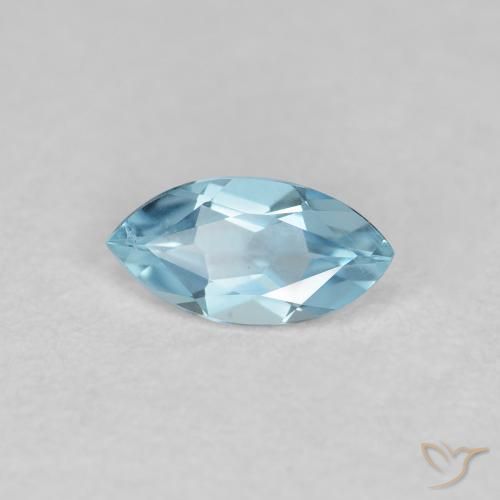 Aguamarina Azul Cielo natural de 0.20 ct, Marquesa, VVS-VS
