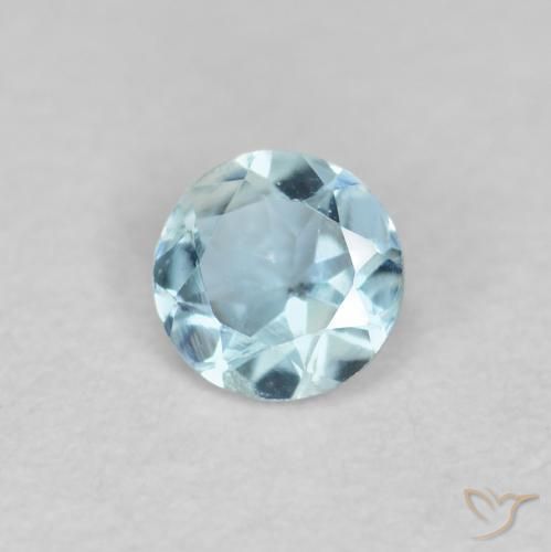 Aguamarina Azul Cielo natural de 0.18 ct, Redondo, VVS-VS
