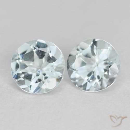 Gemas de Aguamarina Azul muy claro natural de 0.78 ct, Redondo, VVS-VS