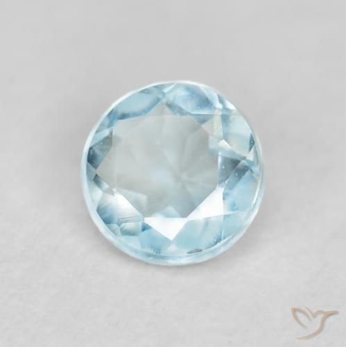 Aguamarina Celeste natural de 0.26 ct, Redondo, VVS