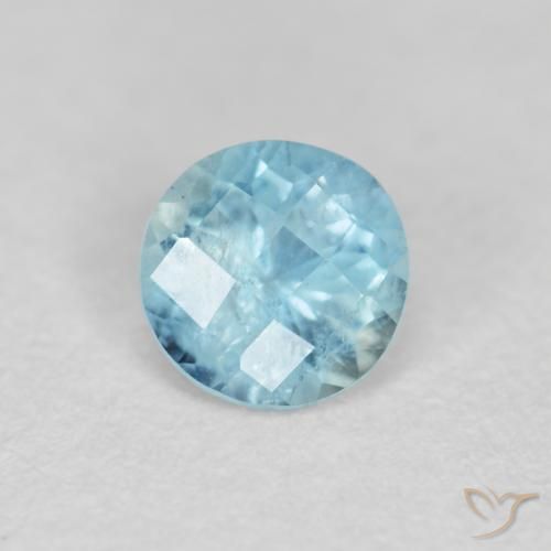 0.34ct Natural Azul medio Aguamarina, Redondo, VS-SI