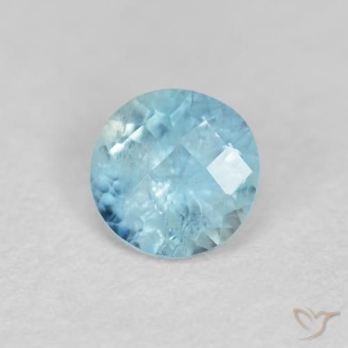 Aguamarina Azul medio natural de 0.34 ct, Redondo, VS-SI