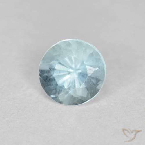 Aguamarina Celeste natural de 0.31 ct, Redondo, VS-SI