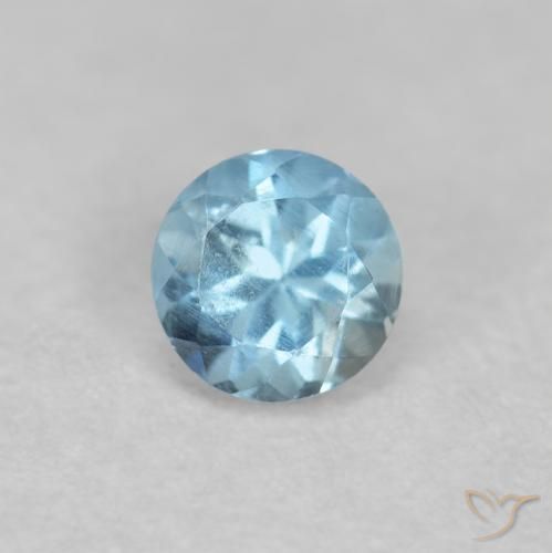 0.20ct Natural Azul Suizo Aguamarina, Redondo, VS-SI