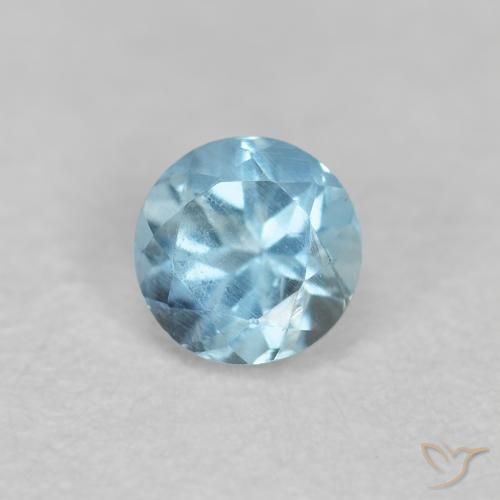 Aguamarina Azul Suizo natural de 0.20 ct, Redondo, VS-SI