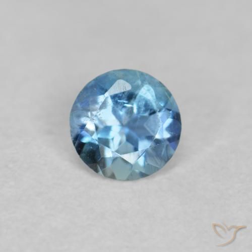 Aguamarina Celeste natural de 0.20 ct, Redondo, VS-SI