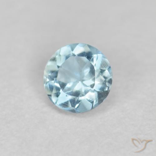 Aguamarina Azul maya claro natural de 0.19 ct, Redondo, VS