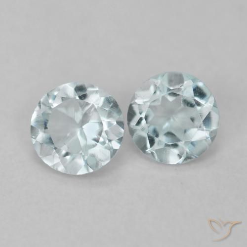 Gemas de aguamarina azul natural de 0,23 ct, corte redondo, VVS-VS