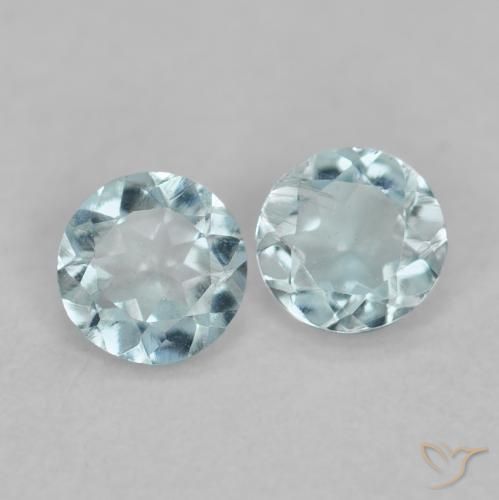 Gemas de Aguamarina Azul claro natural de 0.17 ct, Corte Redondo, VS