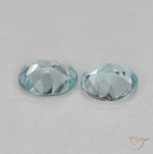 Gemas de Aguamarina Azul claro natural de 0.17 ct, Corte Redondo, VS