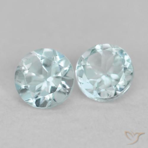 Gemas de Aguamarina Azul claro natural de 0.17 ct, Redondo, VS