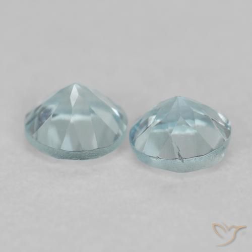 Gemas de Aguamarina Azul claro natural de 0.17 ct, Redondo, VS