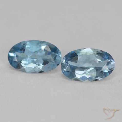 Gemas de Aguamarina Azul plateado intenso natural de 0.44 ct, Corte Óvalo, VS