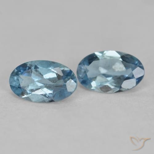 Gemas de Aguamarina Azul plateado intenso natural de 0.44 ct, Corte Óvalo, VS