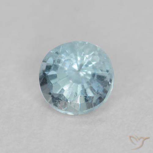 Aguamarina Celeste natural de 0.17 ct, Redondo, VS-SI
