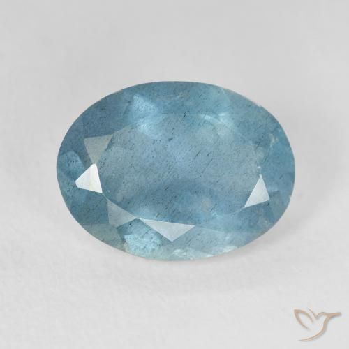 Aguamarina Azul verdoso claro natural de 4.03 ct, Ovalada, VS-SI
