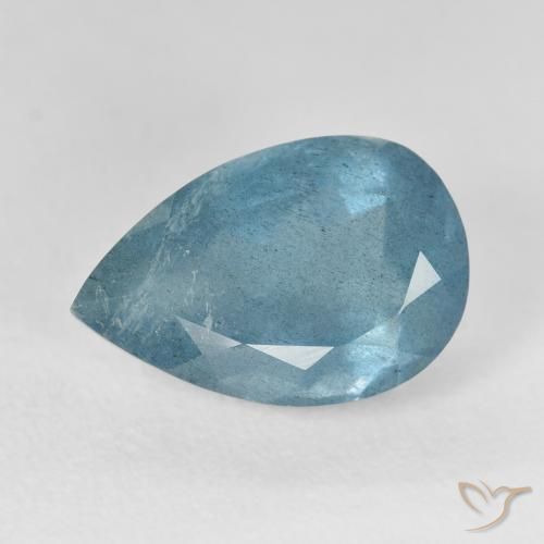 Aguamarina Verde azulado natural de 6.37 ct, En forma de pera, VS-SI