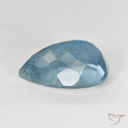 Aguamarina Verde azulado natural de 6.37 ct, En forma de pera, VS-SI
