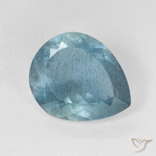 Aguamarina Verde azulado claro natural de 3.54 ct, En forma de pera, VS-SI