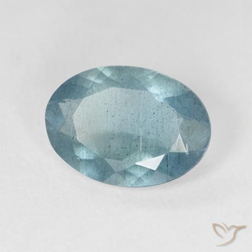 Aguamarina Verde azulado natural de 3.43 ct, Ovalada, VS-SI