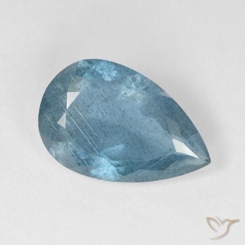 Aguamarina azul natural de 5,21 ct, en forma de pera, VS-SI
