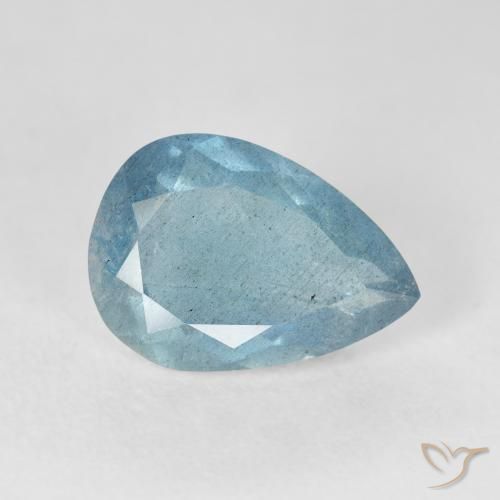 Aguamarina Azul verdoso claro natural de 3.48 ct, En forma de pera, VS-SI