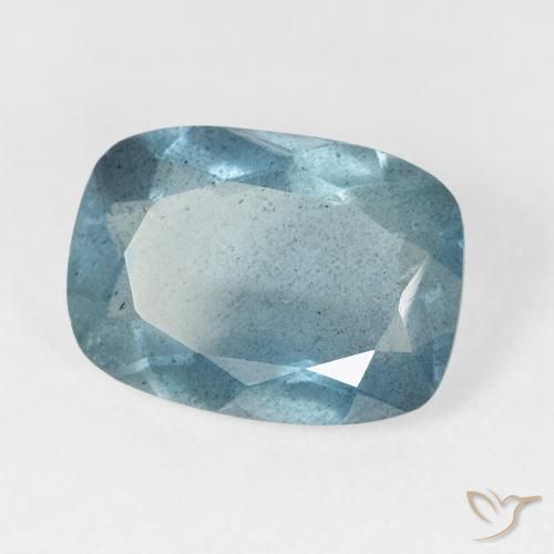 Aguamarina turquesa natural de 5,26 ct, corte cojín, VS-SI