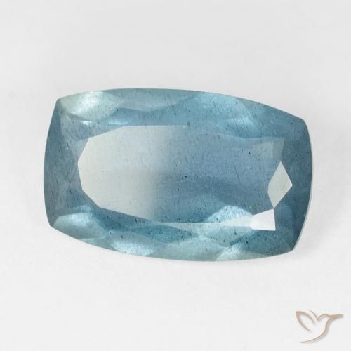 Aguamarina Light Bluish Turquoise natural de 8.71 ct, Forma Cojín, VS-SI