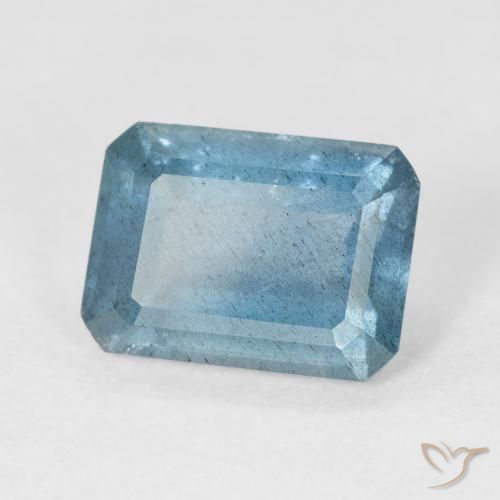 Aguamarina Verde azulado natural de 4.38 ct, Corte Octágono / Esmeralda, VS-SI