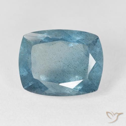 Aguamarina turquesa natural de 6,54 ct, corte cojín, VS-SI