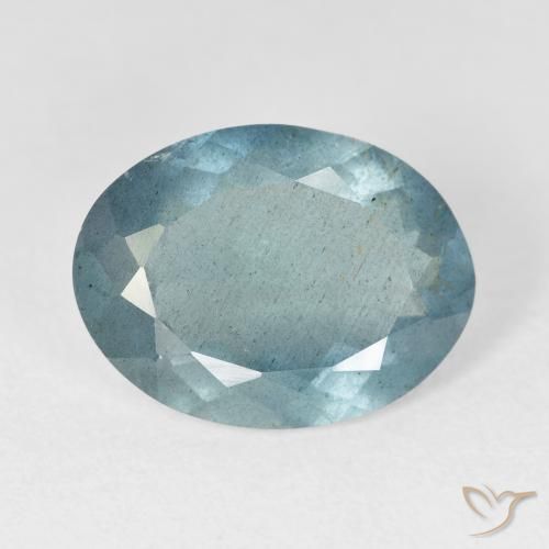 6.36ct Natural Light Bluish Turquoise Aguamarina, Ovalada, VS-SI