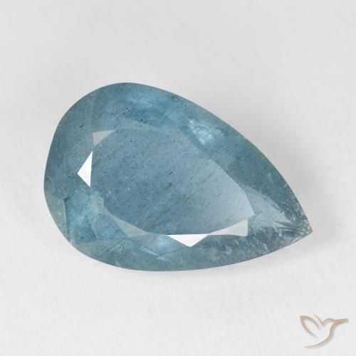 Aguamarina Light Bluish Turquoise natural de 5.66 ct, En forma de pera, VS-SI