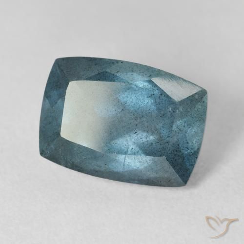 Aguamarina azul natural de 5,68 ct, corte cojín, VS-SI