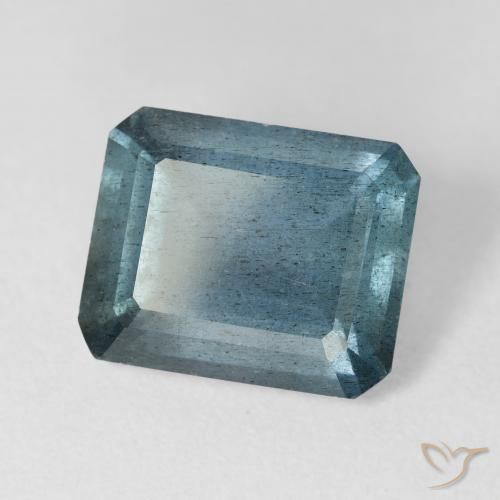 Aguamarina azul natural de 5,38 ct, corte esmeralda, VS-SI