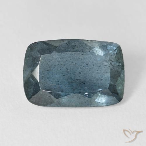 Aguamarina azul natural de 4,67 ct, corte cojín, VS-SI