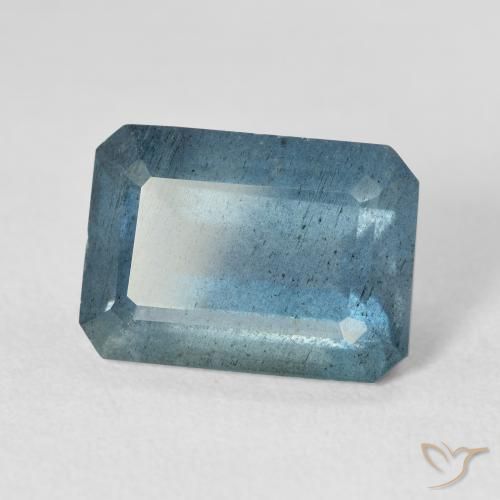 Aguamarina azul natural de 7,81 ct, corte esmeralda, VS-SI
