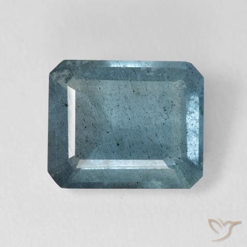 Aguamarina azul de 4,63 ct, corte esmeralda, VS-SI